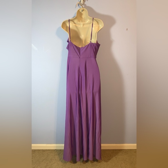 Faeriesty Elegant Purple cowl drape neck spaghetti strap slit Evening Gown XL - Picture 5 of 7